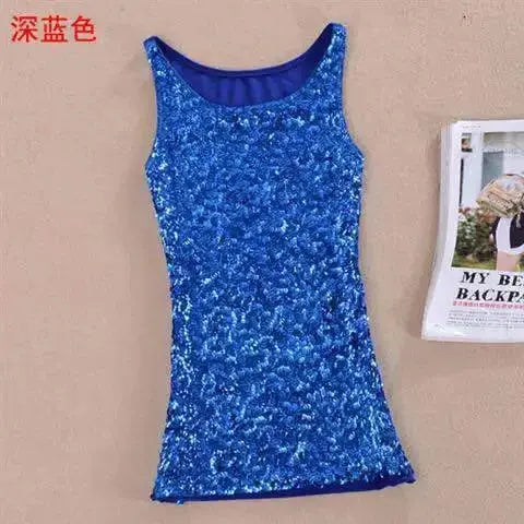 Tank Tops Women Clothing Summer Sleeveless Casual Slim Shirt Woman Streetwear Sexy Sequins Top Ladies Clothes Camis Natalia Home Fashion 2-vest-Dark-Blue-One-Size Natalia Home Fashion