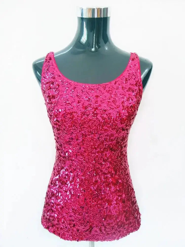 Tank Tops Women Clothing Summer Sleeveless Casual Slim Shirt Woman Streetwear Sexy Sequins Top Ladies Clothes Camis Natalia Home Fashion 2-vest-rose-One-Size Natalia Home Fashion