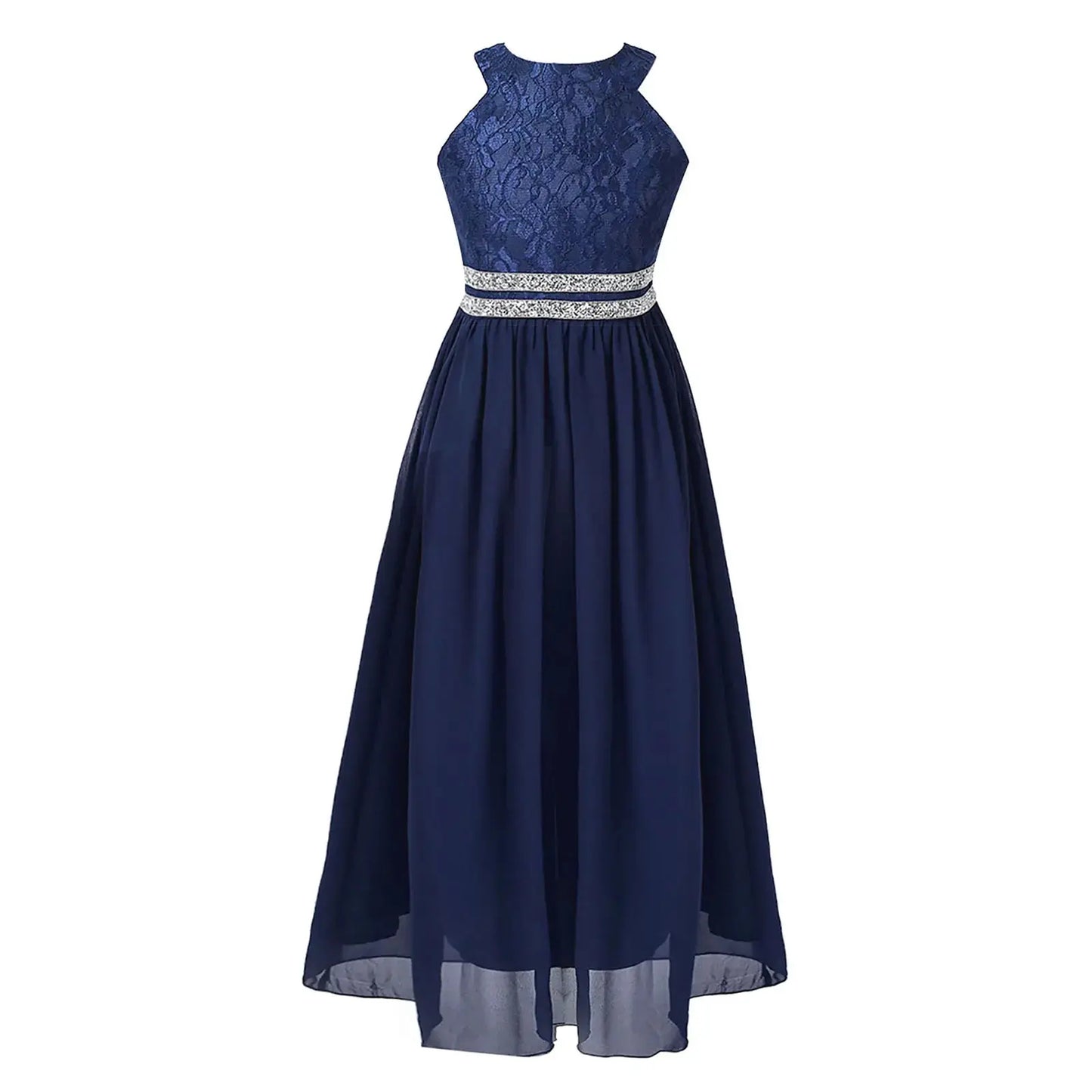 Teen Girls Sleeveless Sequined Floral Lace Shiny Dress for Wedding Formal Birthday Party Dresses Natalia Home Fashion Navy-Blue-A-10 Natalia Home Fashion
