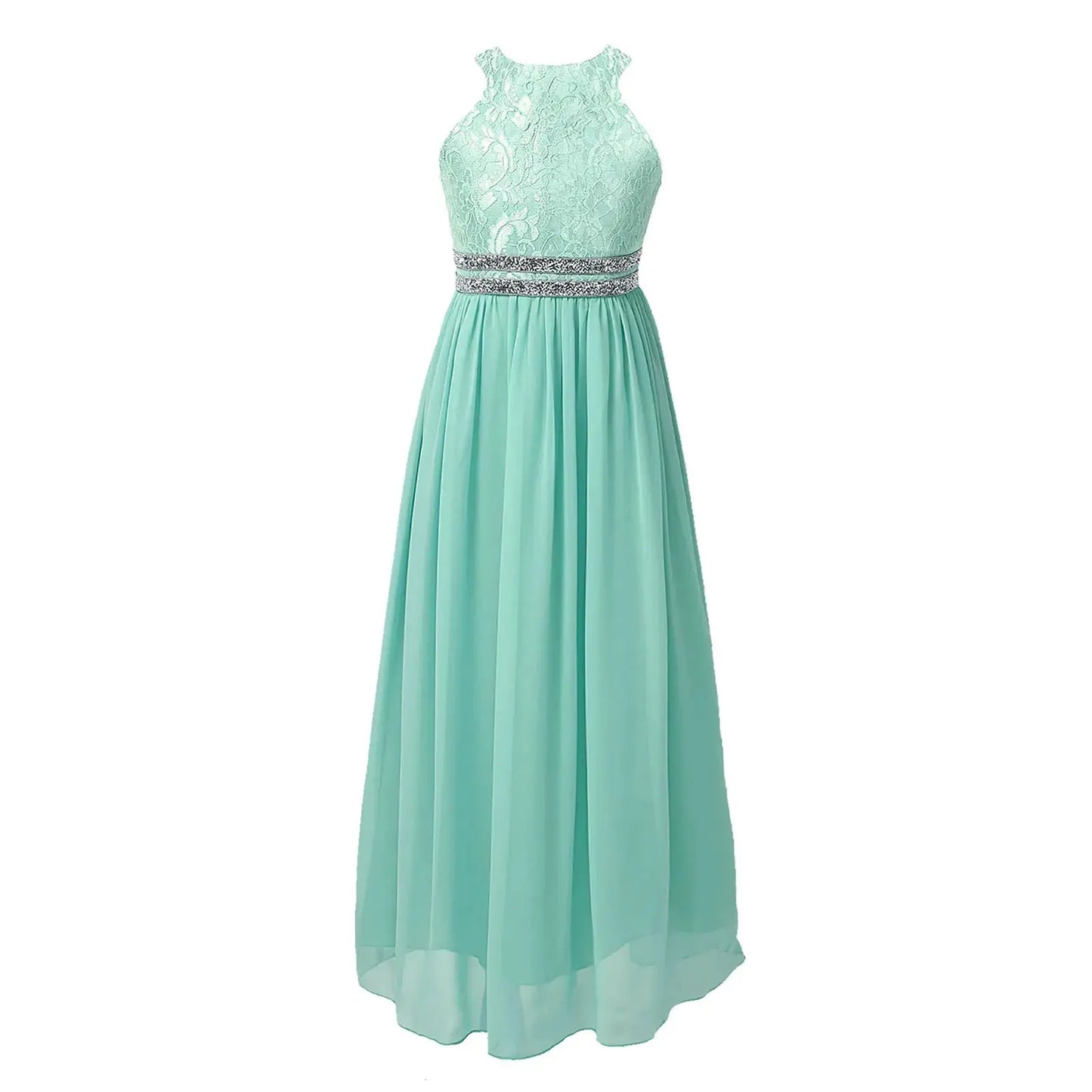 Teen Girls Sleeveless Sequined Floral Lace Shiny Dress for Wedding Formal Birthday Party Dresses Natalia Home Fashion Mint-Green-A-6 Natalia Home Fashion