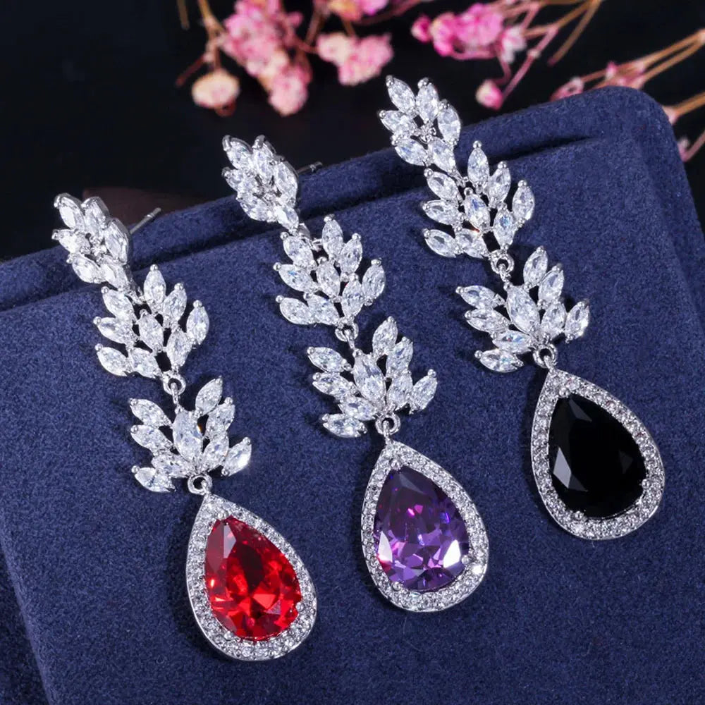 ThreeGraces Fashion Black Cubic Zirconia Stone Marquise Shape CZ Long Dangle Drop Wedding Party Earrings Jewelry for Women E1802 Natalia Home Fashion Natalia Home Fashion