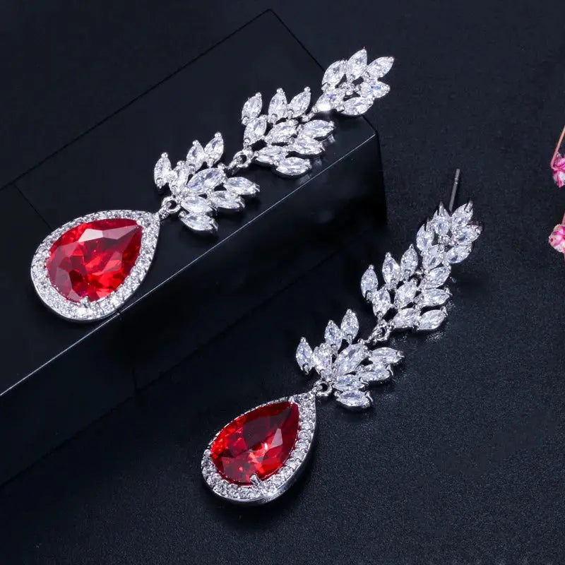 ThreeGraces Fashion Black Cubic Zirconia Stone Marquise Shape CZ Long Dangle Drop Wedding Party Earrings Jewelry for Women E1802 Natalia Home Fashion red Natalia Home Fashion