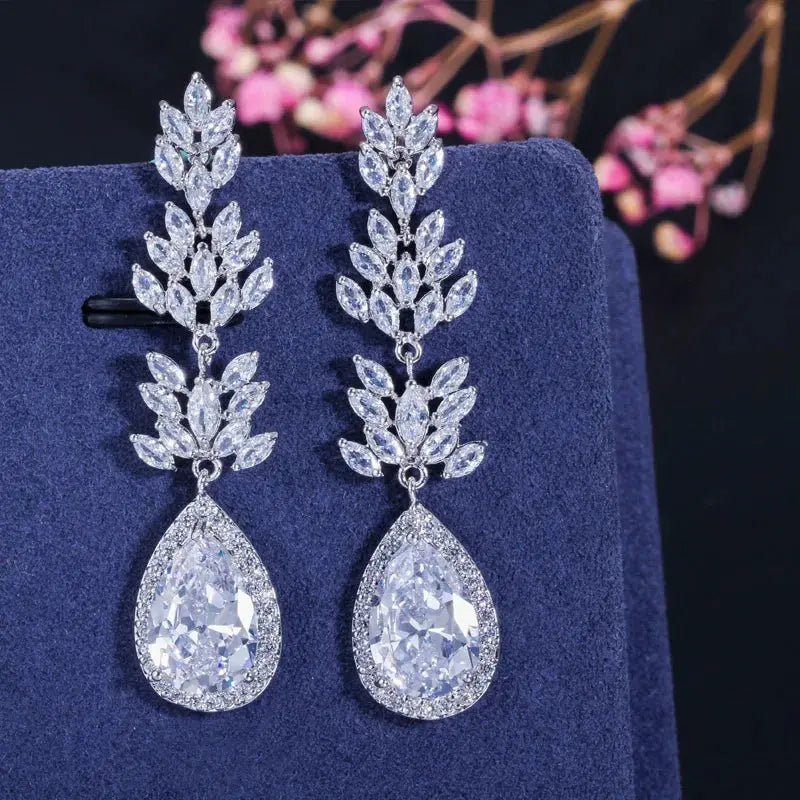ThreeGraces Fashion Black Cubic Zirconia Stone Marquise Shape CZ Long Dangle Drop Wedding Party Earrings Jewelry for Women E1802 Natalia Home Fashion white Natalia Home Fashion