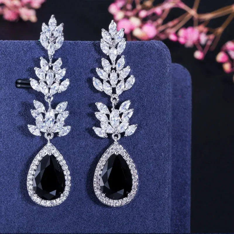 ThreeGraces Fashion Black Cubic Zirconia Stone Marquise Shape CZ Long Dangle Drop Wedding Party Earrings Jewelry for Women E1802 Natalia Home Fashion black Natalia Home Fashion