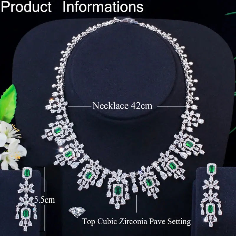 ThreeGraces Luxury Yellow Cubic Zirconia Long Dangle Earrings and Necklace Bridal Wedding Party Jewelry Set for Women T1005 Natalia Home Fashion Natalia Home Fashion