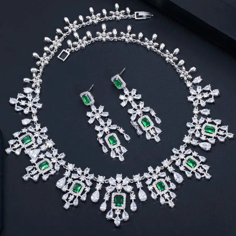 ThreeGraces Luxury Yellow Cubic Zirconia Long Dangle Earrings and Necklace Bridal Wedding Party Jewelry Set for Women T1005 Natalia Home Fashion Natalia Home Fashion