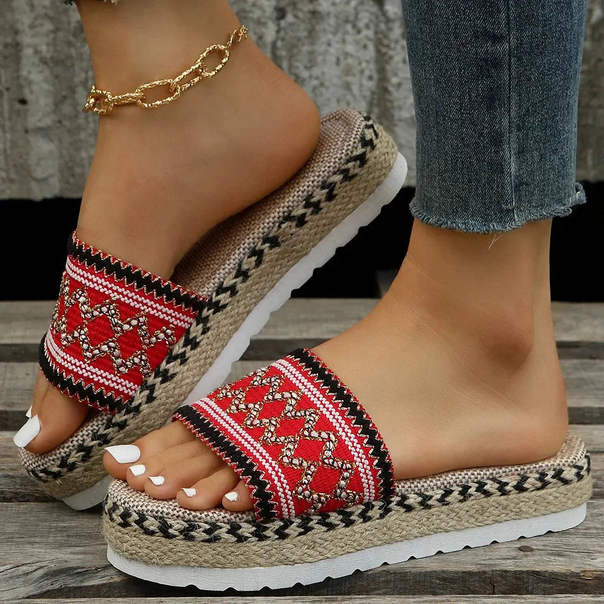 Weave Women's Slippers Platform Summer Shoes for Women Beach Casual Heeled Sandals Bohemian Handmade Ladies Espadrilles Natalia Home Fashion Natalia Home Fashion