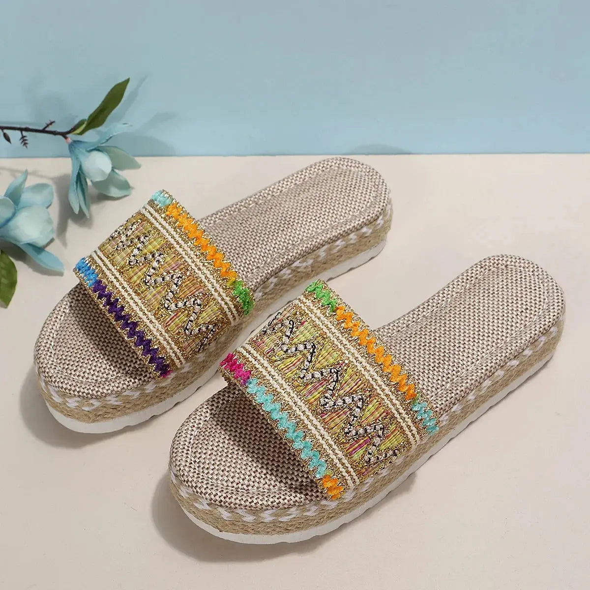 Weave Women's Slippers Platform Summer Shoes for Women Beach Casual Heeled Sandals Bohemian Handmade Ladies Espadrilles Natalia Home Fashion Beige-women-slippers-35 Natalia Home Fashion