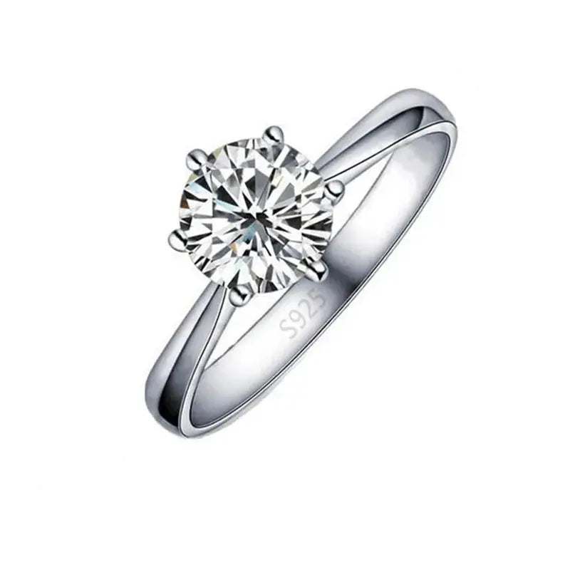 Elegant Classic Real 925 Sterling Silver Finger Rings Jewelry Crystal Cubic Zircons 6 Claws Women Engagement / Wedding Ring Natalia Home Fashion Natalia Home Fashion