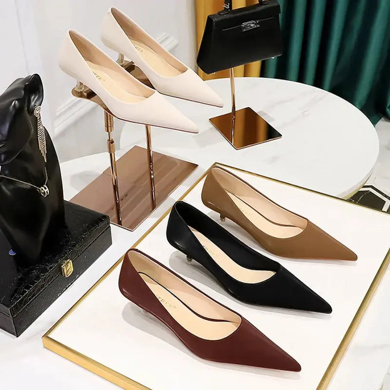 Women 4.5 Cm Heels Pointed Toe Woman Pumps Fashion Heels Sexy Mid Heeled Female Shoes Natalia Home Fashion Natalia Home Fashion