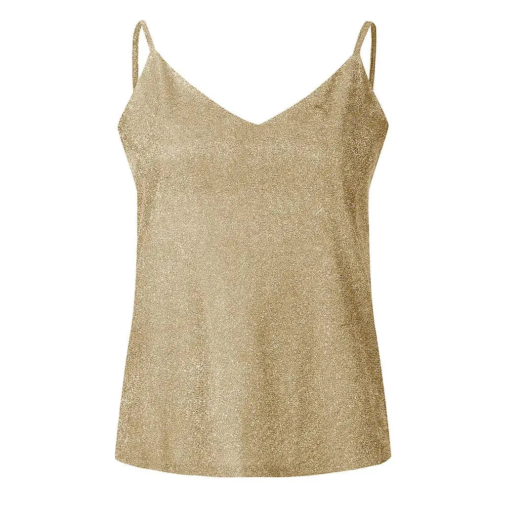 Women Halter Rhinestones Bling Tank Tops Shiny Beach Bralette Party Club Gold Metal Diamond-Studded Camisole Top for Ladies Natalia Home Fashion Natalia Home Fashion