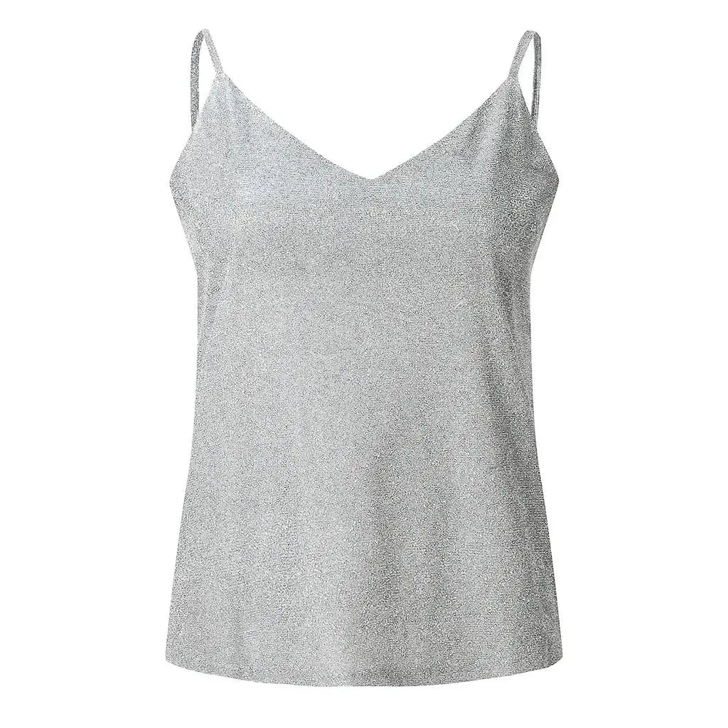 Women Halter Rhinestones Bling Tank Tops Shiny Beach Bralette Party Club Gold Metal Diamond-Studded Camisole Top for Ladies Natalia Home Fashion Silver-CN-XL Natalia Home Fashion