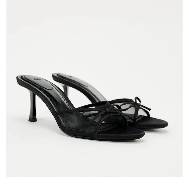 Women Heels Sandals Fashion Heel Slippers Lace Mesh Bow Luxury Sandals Natalia Home Fashion Natalia Home Fashion