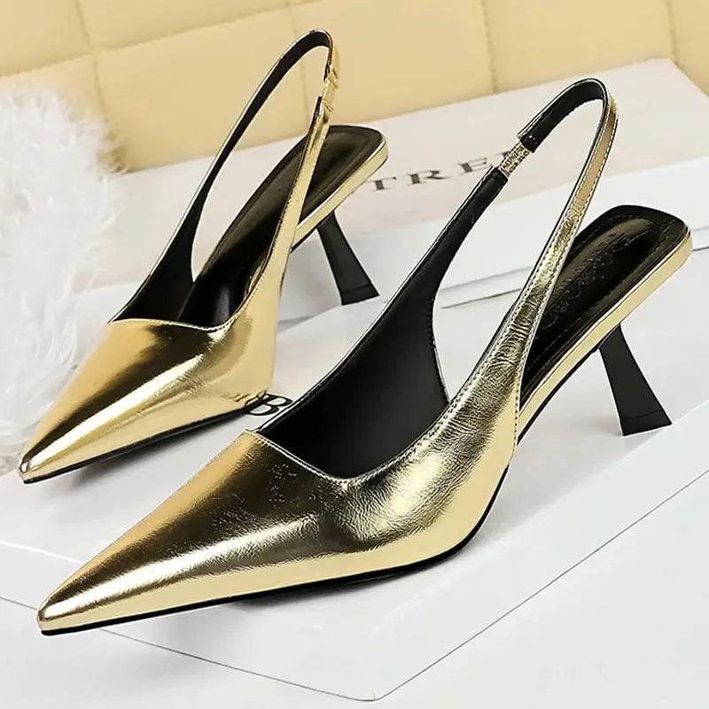 Women Sandals Patent Leather Heels Ladies Shoes Hollow Back Strap Sandals Women Sandals Party Shoes Natalia Home Fashion Natalia Home Fashion