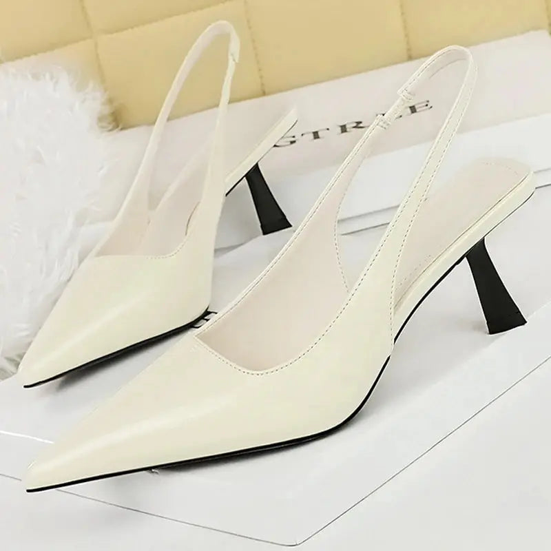 Women Sandals Patent Leather Heels Ladies Shoes Hollow Back Strap Sandals Women Sandals Party Shoes Natalia Home Fashion WHITE-37 Natalia Home Fashion