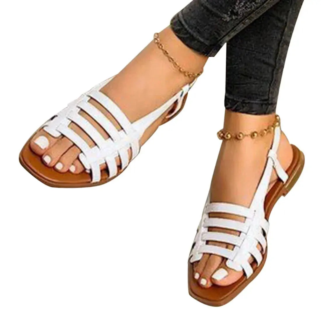 Women Sandals Woman Summer Hollow Out Roman Shoes 2024 Women's Gladiator Open Toe Beach Flats Ladies Footwear Plus Size 35-43 Natalia Home Fashion white-38 Natalia Home Fashion