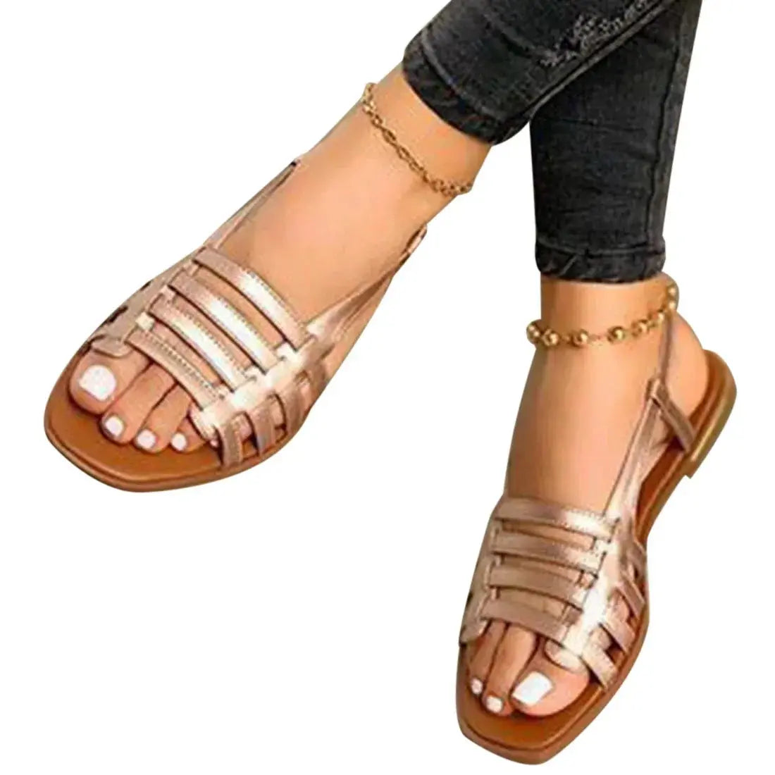 Women Sandals Woman Summer Hollow Out Roman Shoes 2024 Women's Gladiator Open Toe Beach Flats Ladies Footwear Plus Size 35-43 Natalia Home Fashion Gold-36 Natalia Home Fashion