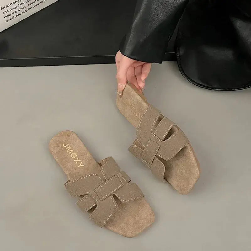 Women Slippers Flat Bottom Non-slip Outdoor Open Toe Every Day Wear Female Sandals Sexy Fashion Design Slides Woman Shoes Natalia Home Fashion Khaki-43 Natalia Home Fashion