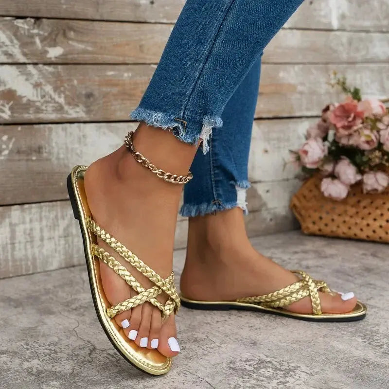 Women Square Toe Slippers Fashion Ladies Fashion Flip Flops Woman Clip Toe Slides Flats Female Comfortable Beach Shoes Women Natalia Home Fashion Natalia Home Fashion