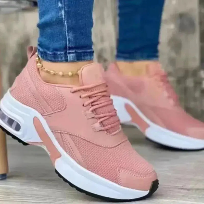 Women Tennis Shoes for Outdoor Sneakers Lace Up Wedge Platform Ladies Air Cushion Gym Sport Shoes Women Trainers Natalia Home Fashion Pink-43 Natalia Home Fashion