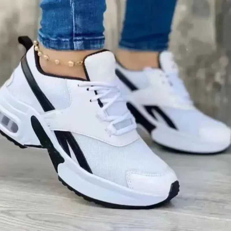 Women Tennis Shoes for Outdoor Sneakers Lace Up Wedge Platform Ladies Air Cushion Gym Sport Shoes Women Trainers Natalia Home Fashion WHITE-43 Natalia Home Fashion