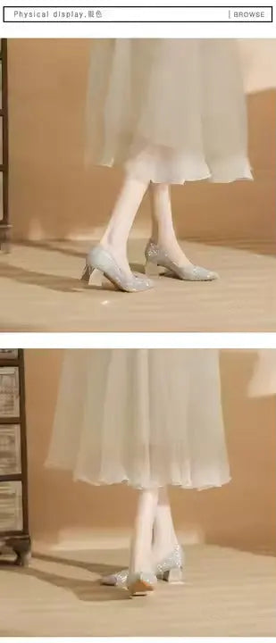 Women Wedding Shoes Comfortable Suede Solid Color Pointed-toe Mujer Shoes Wrap-toe Shallow Flats For Ladies Banquet Bridal Shoes My Store