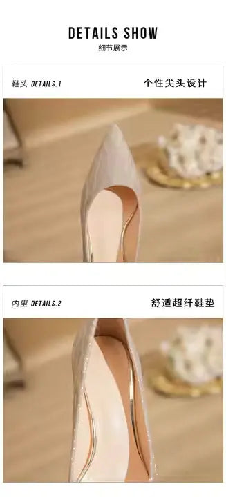 Women Wedding Shoes Comfortable Suede Solid Color Pointed-toe Mujer Shoes Wrap-toe Shallow Flats For Ladies Banquet Bridal Shoes My Store