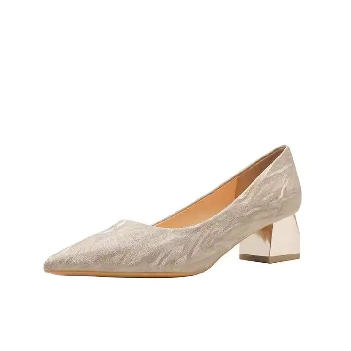 Women Wedding Shoes Comfortable Suede Solid Color Pointed-toe Mujer Shoes Wrap-toe Shallow Flats For Ladies Banquet Bridal Shoes My Store
