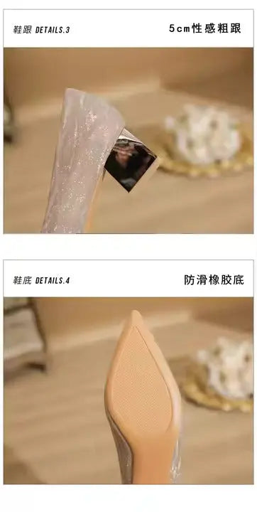 Women Wedding Shoes Comfortable Suede Solid Color Pointed-toe Mujer Shoes Wrap-toe Shallow Flats For Ladies Banquet Bridal Shoes My Store