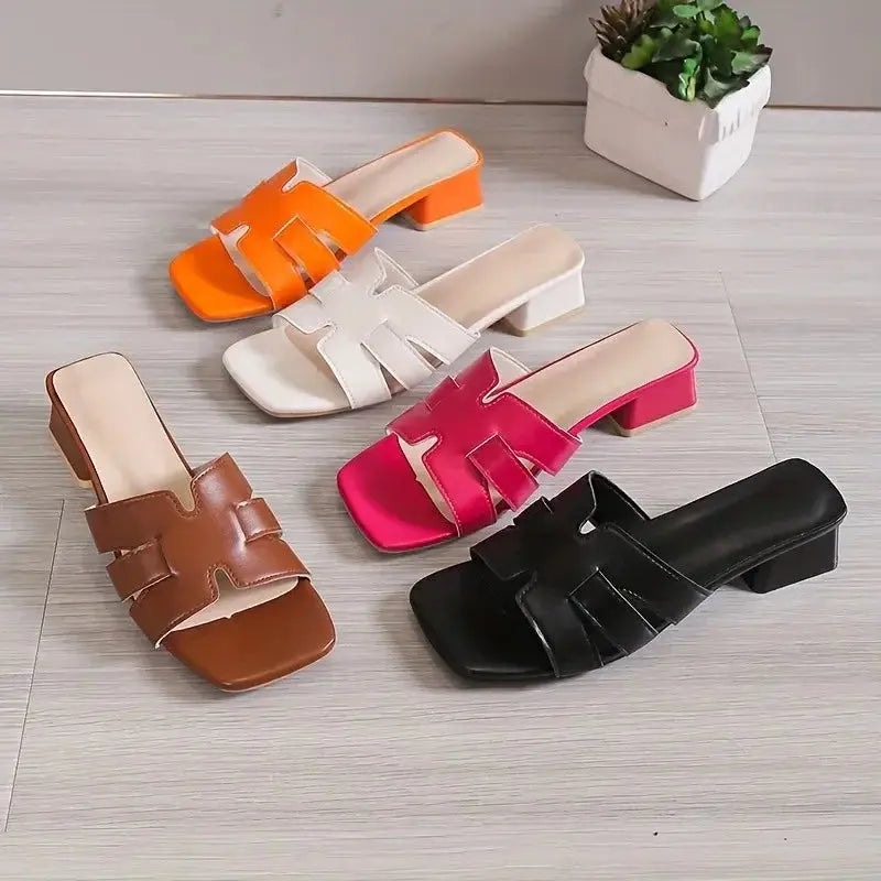 Women's Fashion Large Size Slippers Summer New Square Head Hollow Breathable Soft Bottom Temperament Low Heel Sandals Natalia Home Fashion Natalia Home Fashion