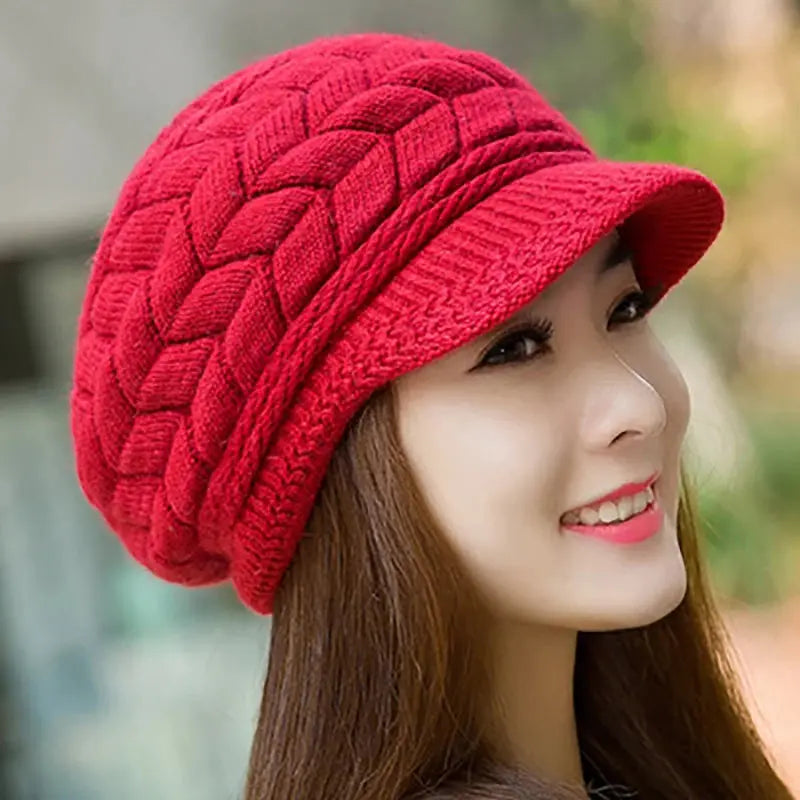 Women's Hats Winter Warm Knitted Hat Rabbit Hair Double Layer Plus Velvet Cap Visor Beanies For Women Casual Natalia Home Fashion Natalia Home Fashion