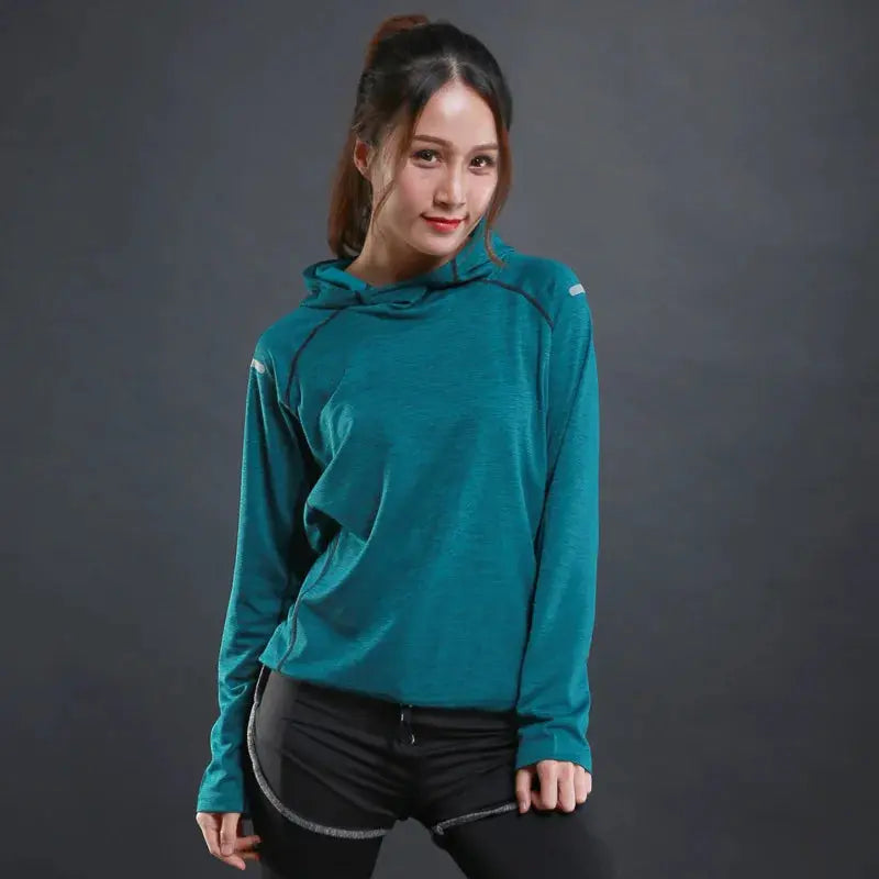 Women's Jacket Hoodies Long Sleeve T-shirts Running Training Clothes Quick Dry Breathable Sports T Shirt For Women Natalia Home Fashion green-XXL Natalia Home Fashion