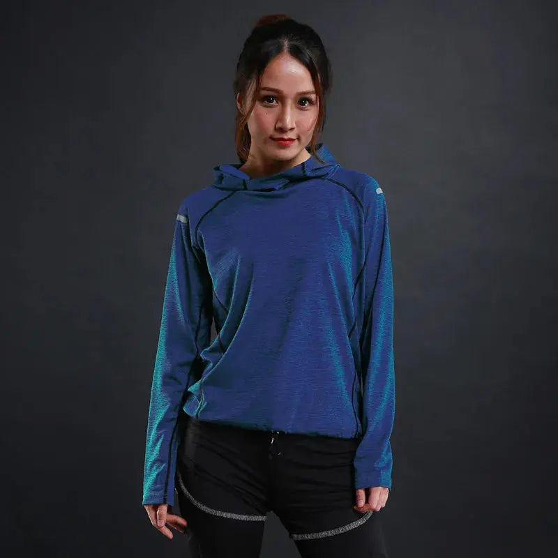 Women's Jacket Hoodies Long Sleeve T-shirts Running Training Clothes Quick Dry Breathable Sports T Shirt For Women Natalia Home Fashion Blue-XXL Natalia Home Fashion