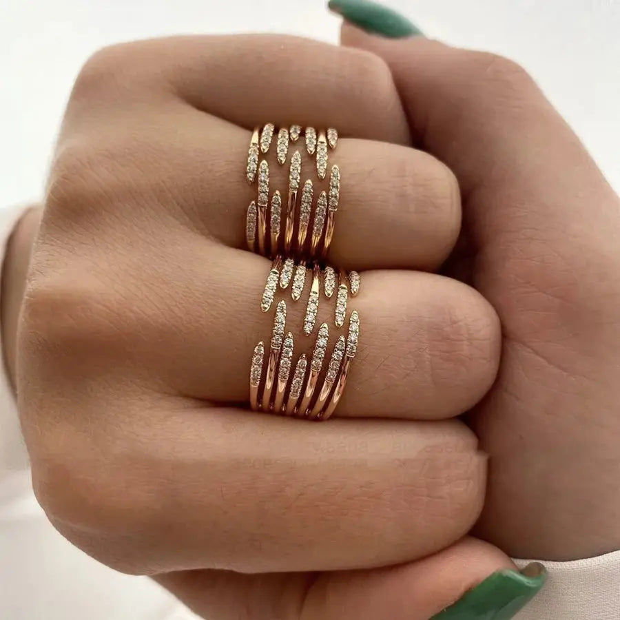 Zircon Double Crossed Shape Rings For Women Gold Plated Stainless Steel Cross Ring Luxury Wedding Couple Rings Aesthetic Jewelry Natalia Home Fashion Natalia Home Fashion