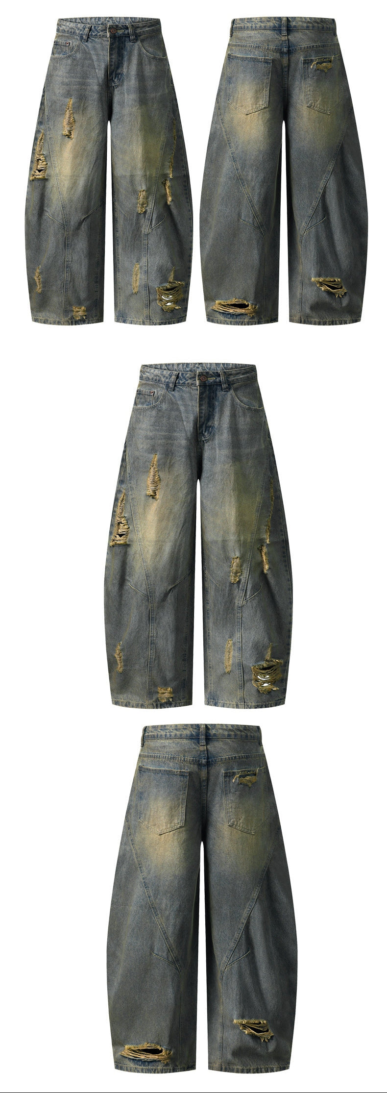 Retro High Street Wide Leg Denim Jeans Women Summer Wasteland High Waist Loose Straight Long Trousers Natalia Home Fashion    Natalia Home Fashion