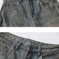 Retro High Street Wide Leg Denim Jeans Women Summer Wasteland High Waist Loose Straight Long Trousers Natalia Home Fashion    Natalia Home Fashion