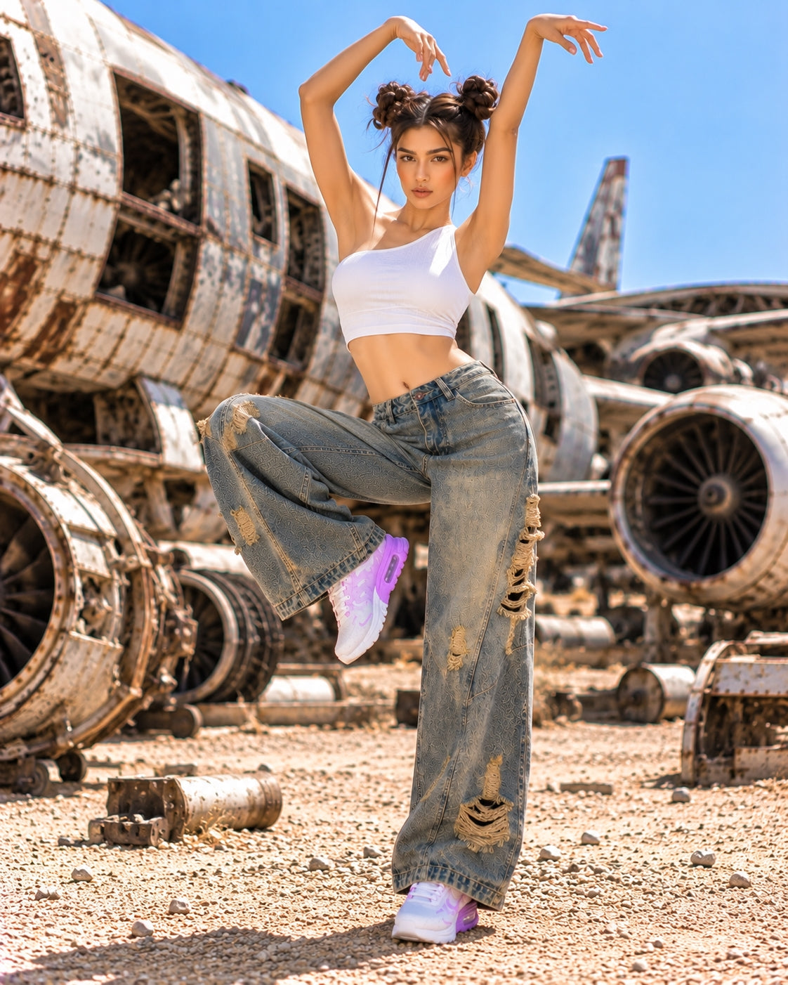 Retro High Street Wide Leg Denim Jeans Women Summer Wasteland High Waist Loose Straight Long Trousers Natalia Home Fashion    Natalia Home Fashion