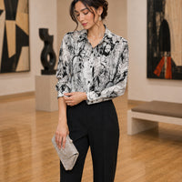 Fat Sister Chiffon Shirt Women 2025Spring Summer New Printing Long Coat Add Fat Large Size Loose Bottoming Shirt Slim Female Top Natalia Home Fashion    Natalia Home Fashion