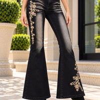 Embroidered Washed Old Jeans Women's Autumn Butterfly Slim-fitting and Thin Casual Micro-pull Pants Natalia Home Fashion    Natalia Home Fashion