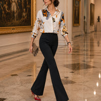 Spring Chiffon Shirt Women's Long-sleeved Printed Color Niche Chiffon