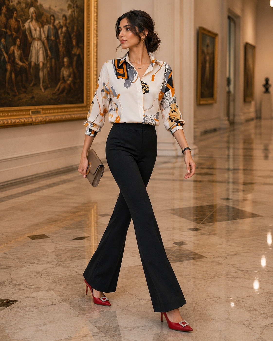 Spring Chiffon Shirt Women's Long-sleeved Printed Color Niche Chiffon
