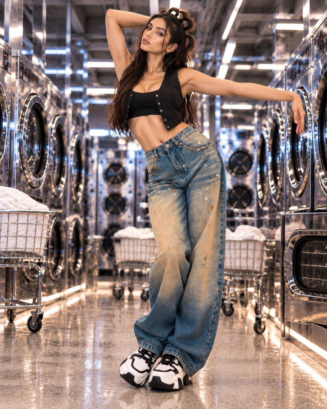 Washed High Street Straight Leg Cuffed Jeans Women Loose Casual Pants High Waist Vintage Graffiti Jeans Natalia Home Fashion    Natalia Home Fashion
