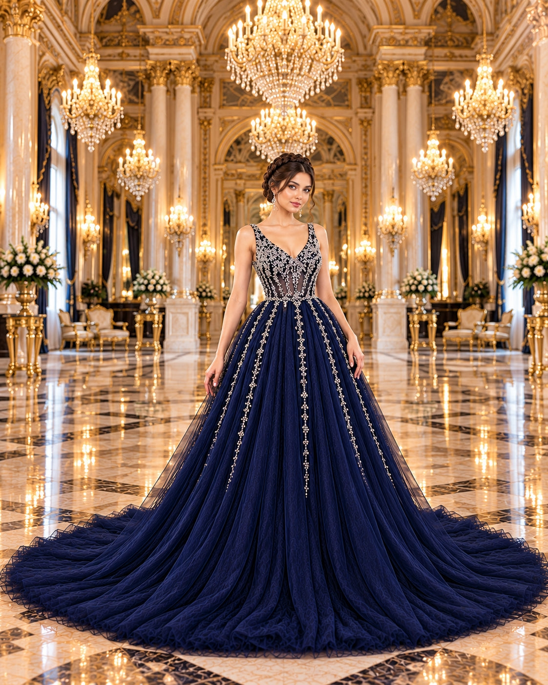 Evening Dress Luxury A-Line  Thin Straps Crystal Beaded Open Back formal Floor Length ball Gown Natalia Home Fashion    Natalia Home Fashion