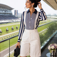 Office Lady Turn-down Collar Straight Loose Button Dress Shirts Blue Striped Long Sleeve Blouses Spring Thin Women's Clothing
