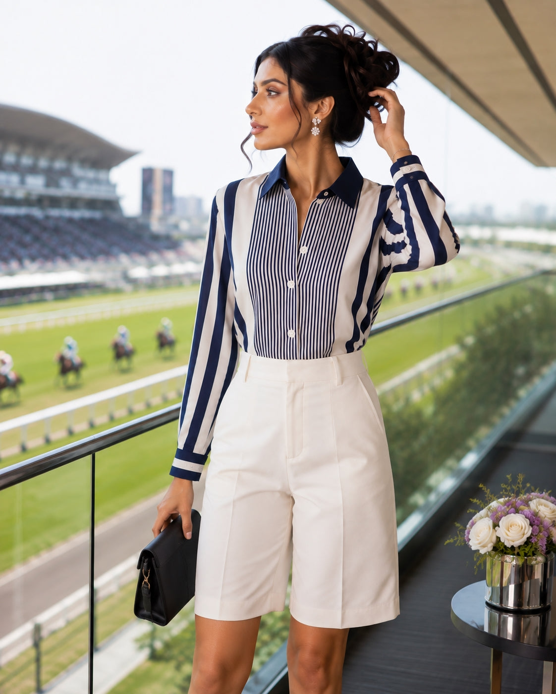 Office Lady Turn-down Collar Straight Loose Button Dress Shirts Blue Striped Long Sleeve Blouses Spring Thin Women's Clothing