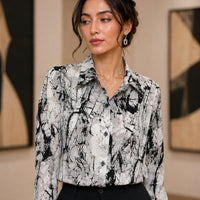 Fat Sister Chiffon Shirt Women 2025Spring Summer New Printing Long Coat Add Fat Large Size Loose Bottoming Shirt Slim Female Top Natalia Home Fashion    Natalia Home Fashion