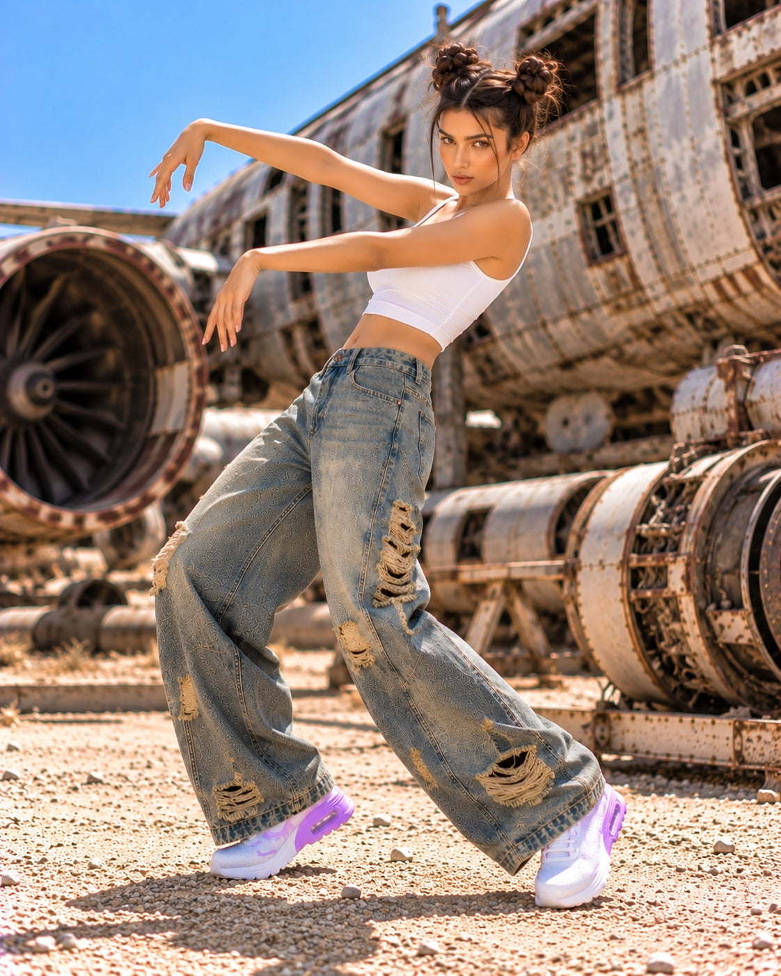 Retro High Street Wide Leg Denim Jeans Women Summer Wasteland High Waist Loose Straight Long Trousers Natalia Home Fashion    Natalia Home Fashion