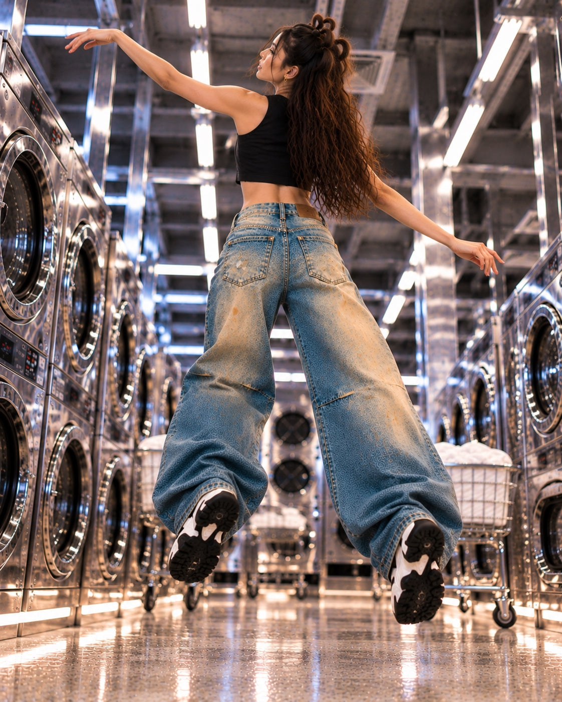 Washed High Street Straight Leg Cuffed Jeans Women Loose Casual Pants High Waist Vintage Graffiti Jeans Natalia Home Fashion    Natalia Home Fashion