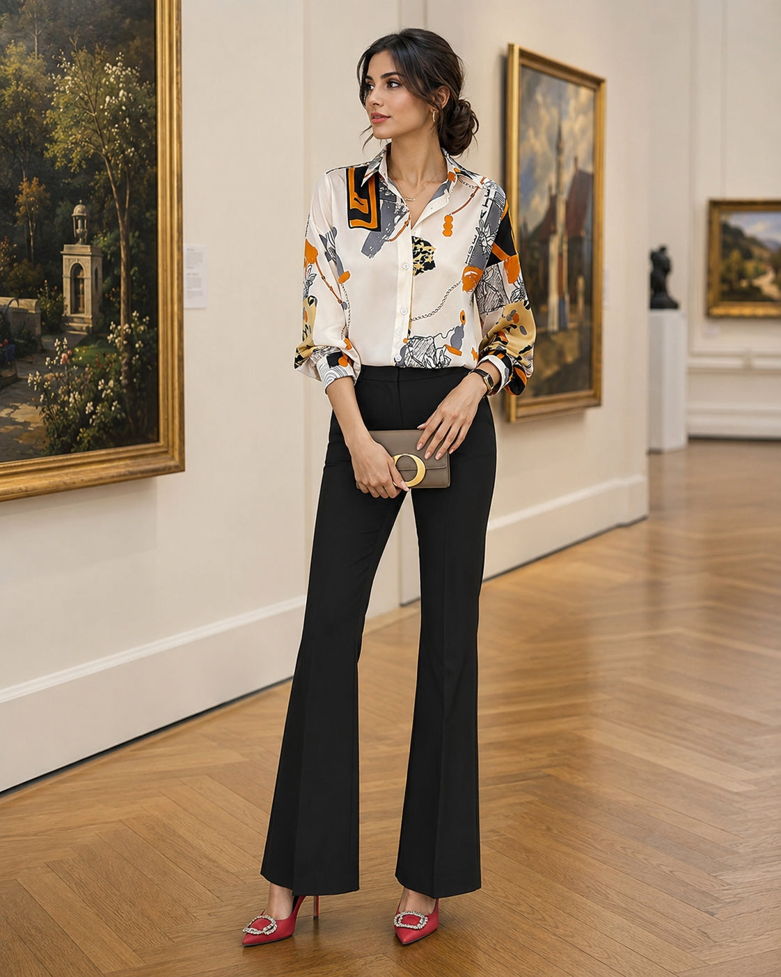 Spring Chiffon Shirt Women's Long-sleeved Printed Color Niche Chiffon