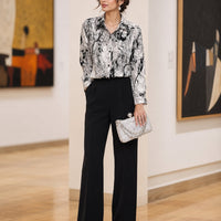 Fat Sister Chiffon Shirt Women 2025Spring Summer New Printing Long Coat Add Fat Large Size Loose Bottoming Shirt Slim Female Top Natalia Home Fashion    Natalia Home Fashion